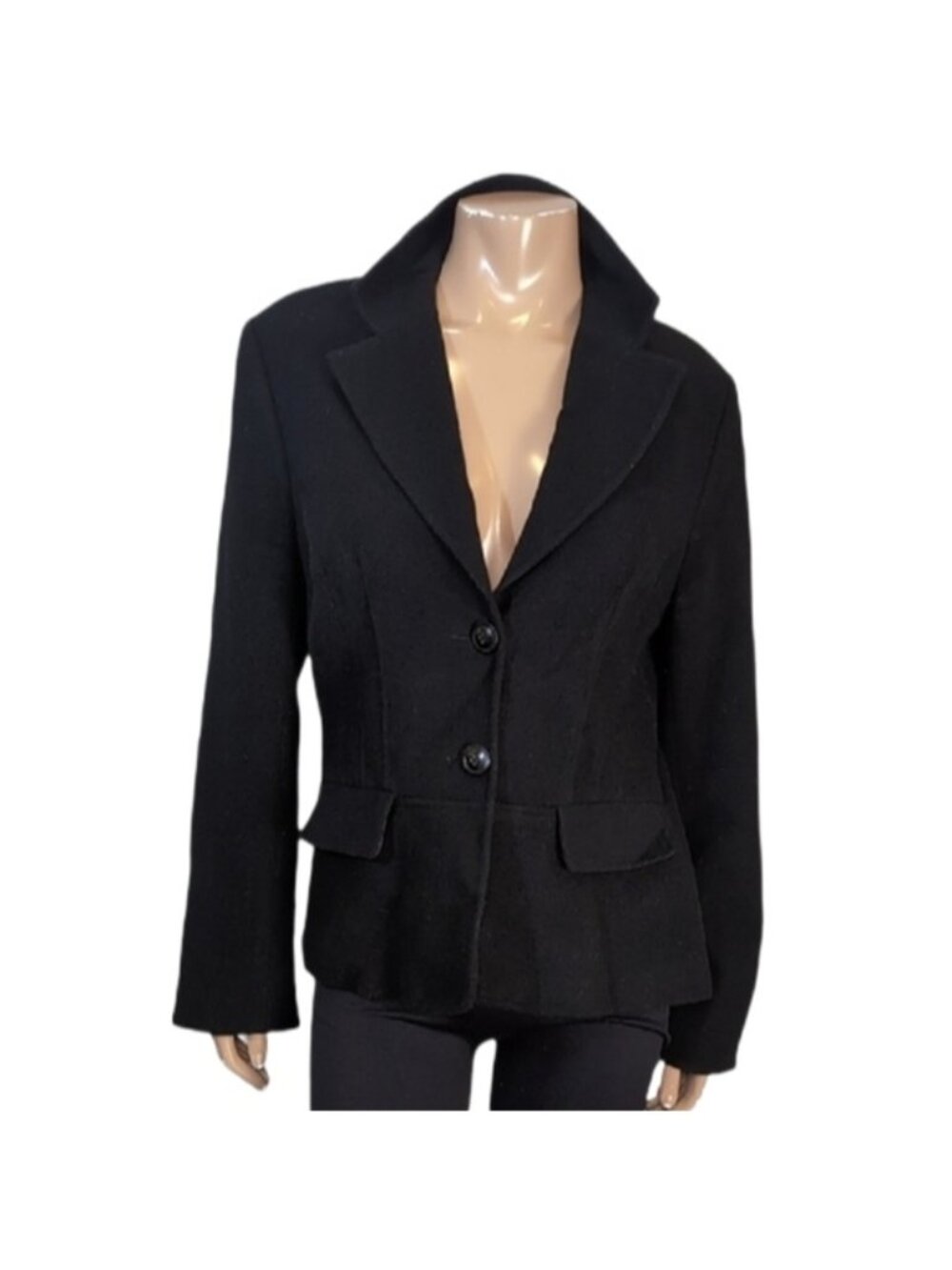 💠Vintage Y2K Jessica Wool Cashmere Black Tailored Blazer Jacket Womens Size 12